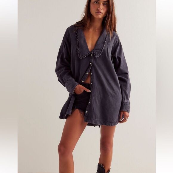 Free People Tops - Free People Charlie Denim Top in Black Wash NWOT